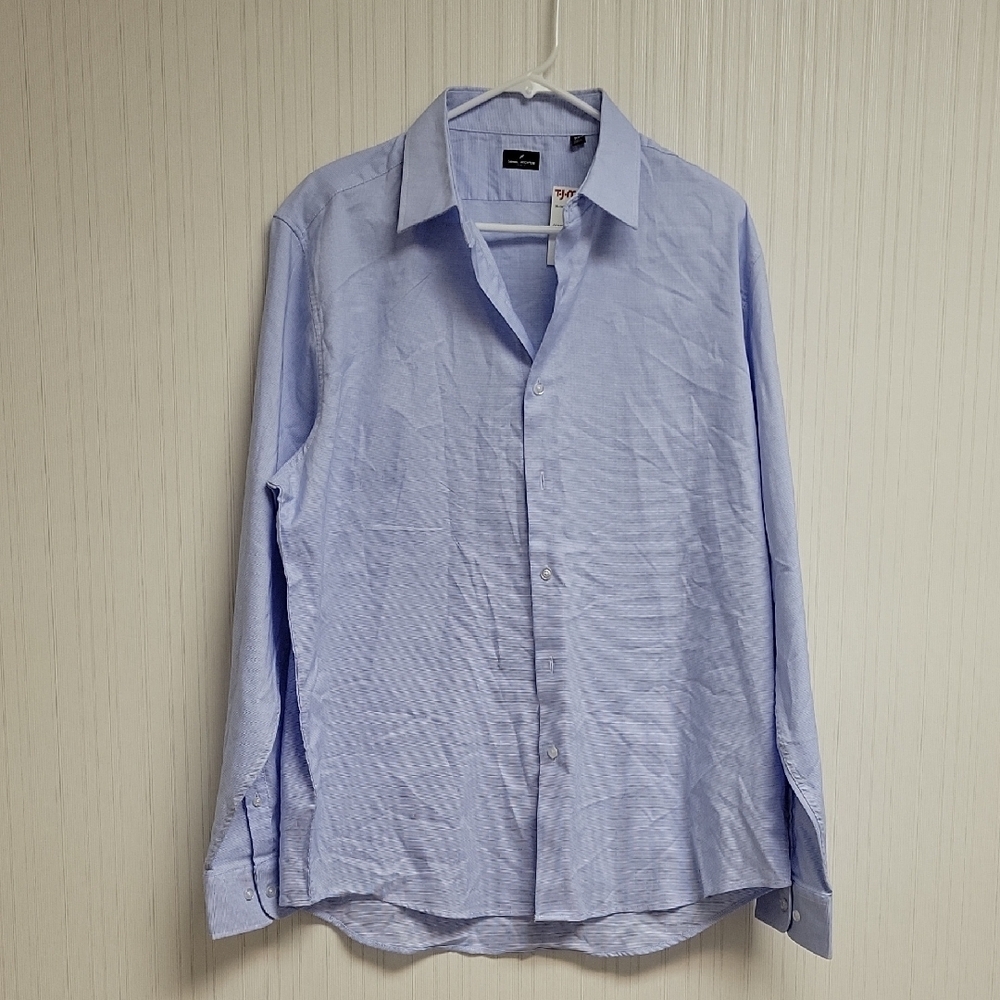 Daniel Hechter Light Blue Tiny Check Casual Button Down Shirt Sz XL New Office